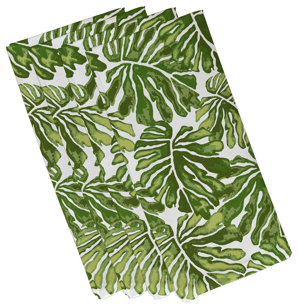 22"x22" Palm Leaves, Floral Print Napkin, Green, Set of 4
