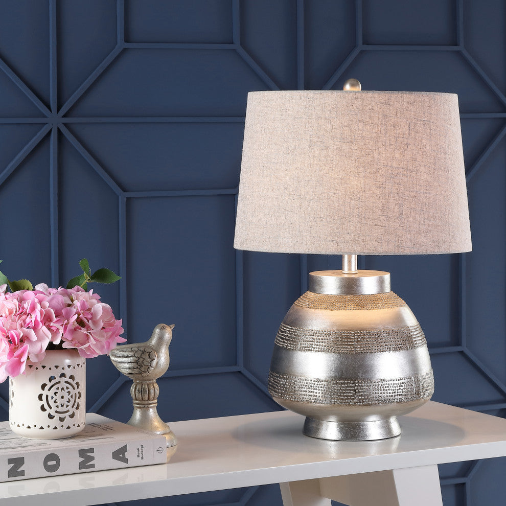 Ziggy 24" Resin LED Table Lamp, Antique Silver