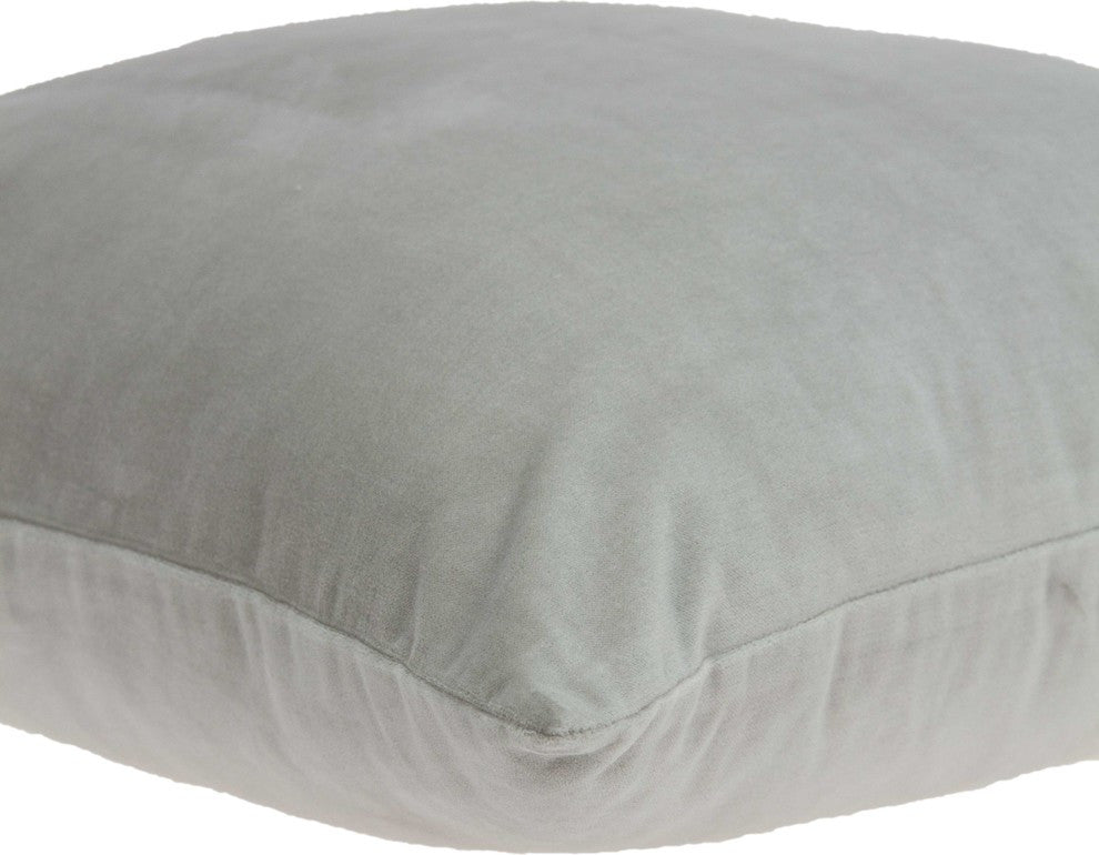 22" X 7" X 22" Transitional Gray Solid Pillow Cover With Poly Insert