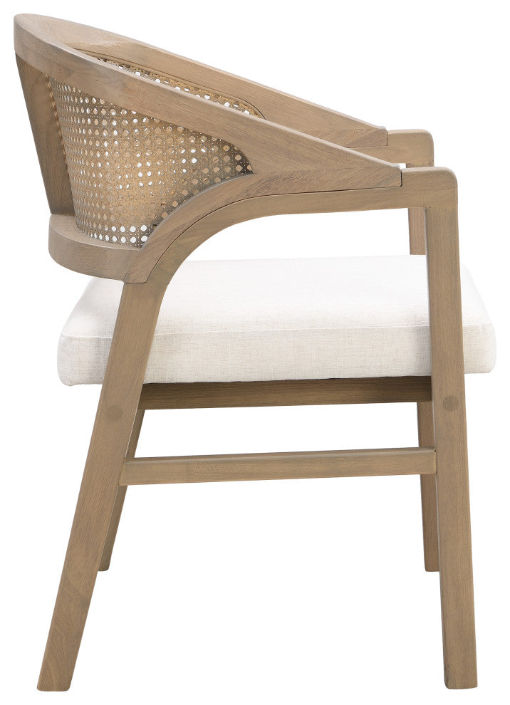 GDF Studio Wooden Frame Dining Chair With Cane Back, Light Ash + Beige, Set of 2
