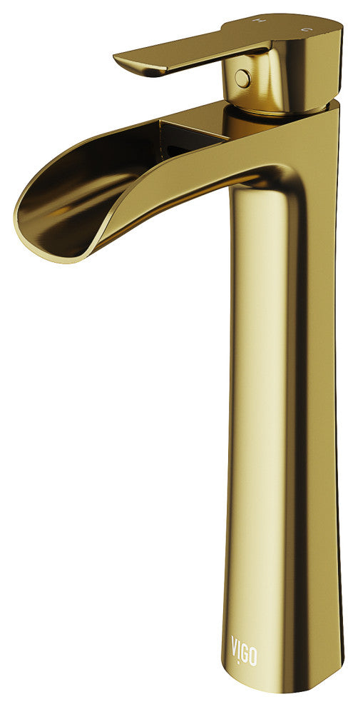 VIGO Niko 11" H Single Handle Single Hole Bathroom Vessel Faucet, Matte Brushed Gold
