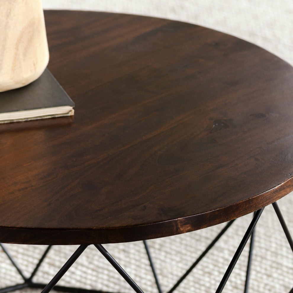Chester Round Coffee Table by Kosas Home, Dark Brown