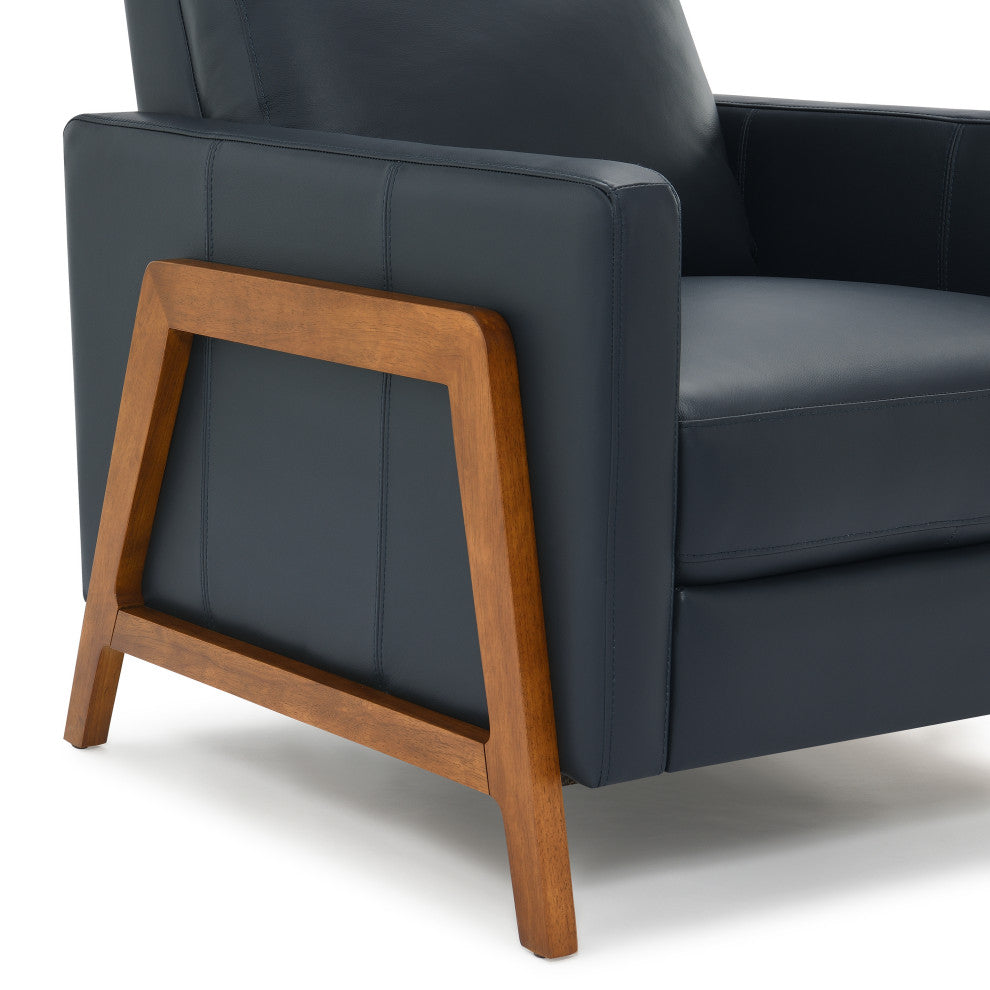 Reed Leather Push Back Recliner - Midnight Blue