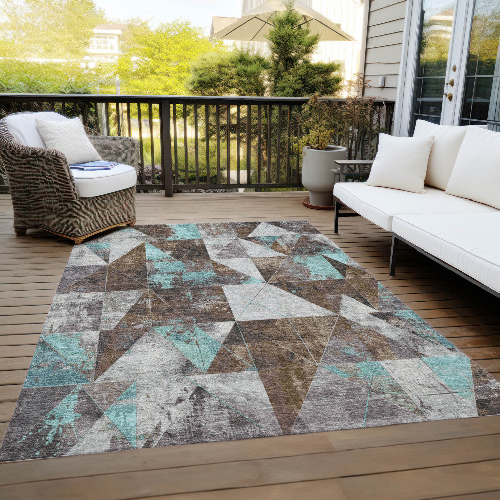 Machine Washable Indoor/Outdoor Chantille ACN1888 Chocolate 5' x 7'6" Rug