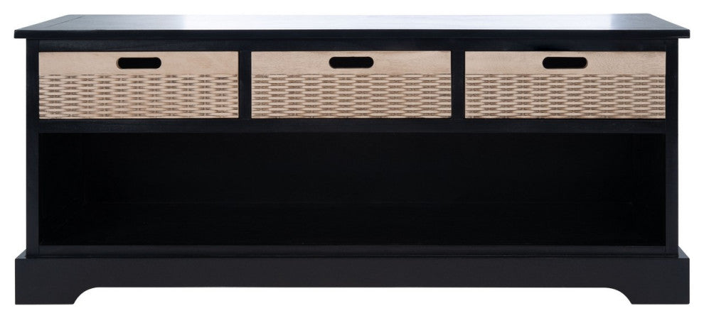 Safavieh Landers 3 Drawer Storage Bench, Black