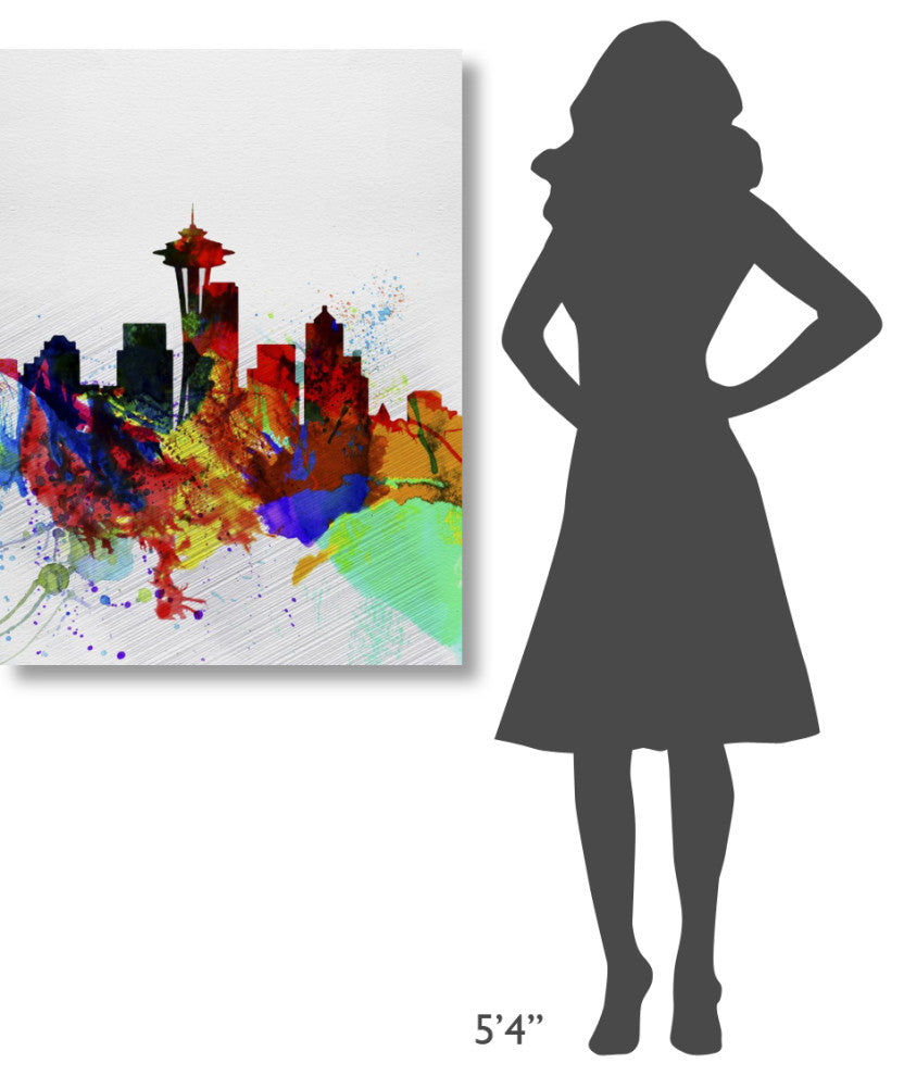 "Seattle Watercolor Skyline 2" Fine Art Print
