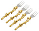 Elegance Gilt Leaf 4-Piece Cocktail Fork Set