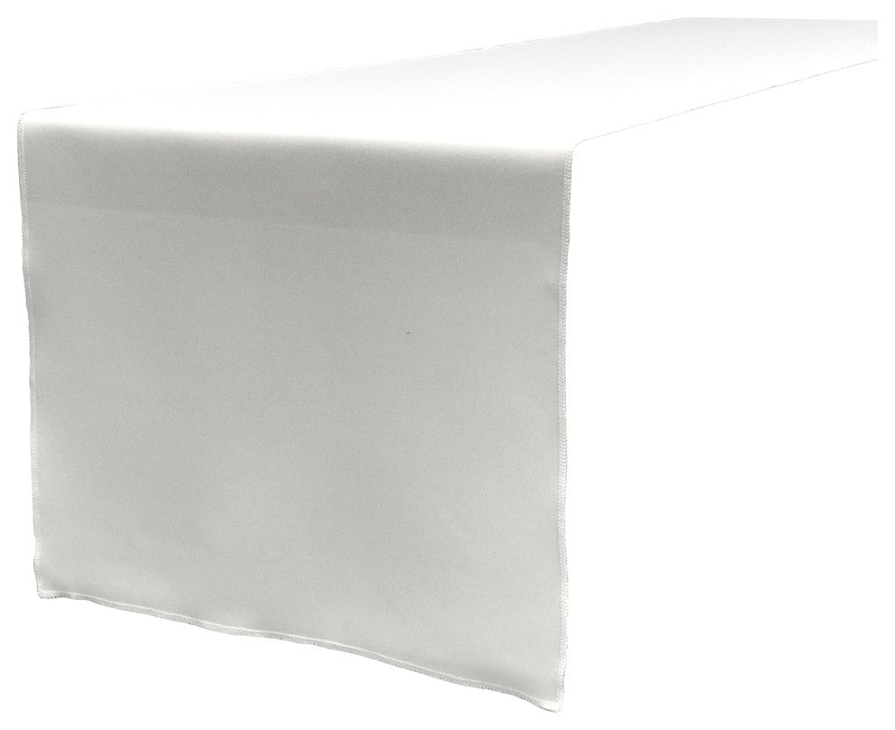 LA Linen Polyester Poplin Table Runner 14"x108", White