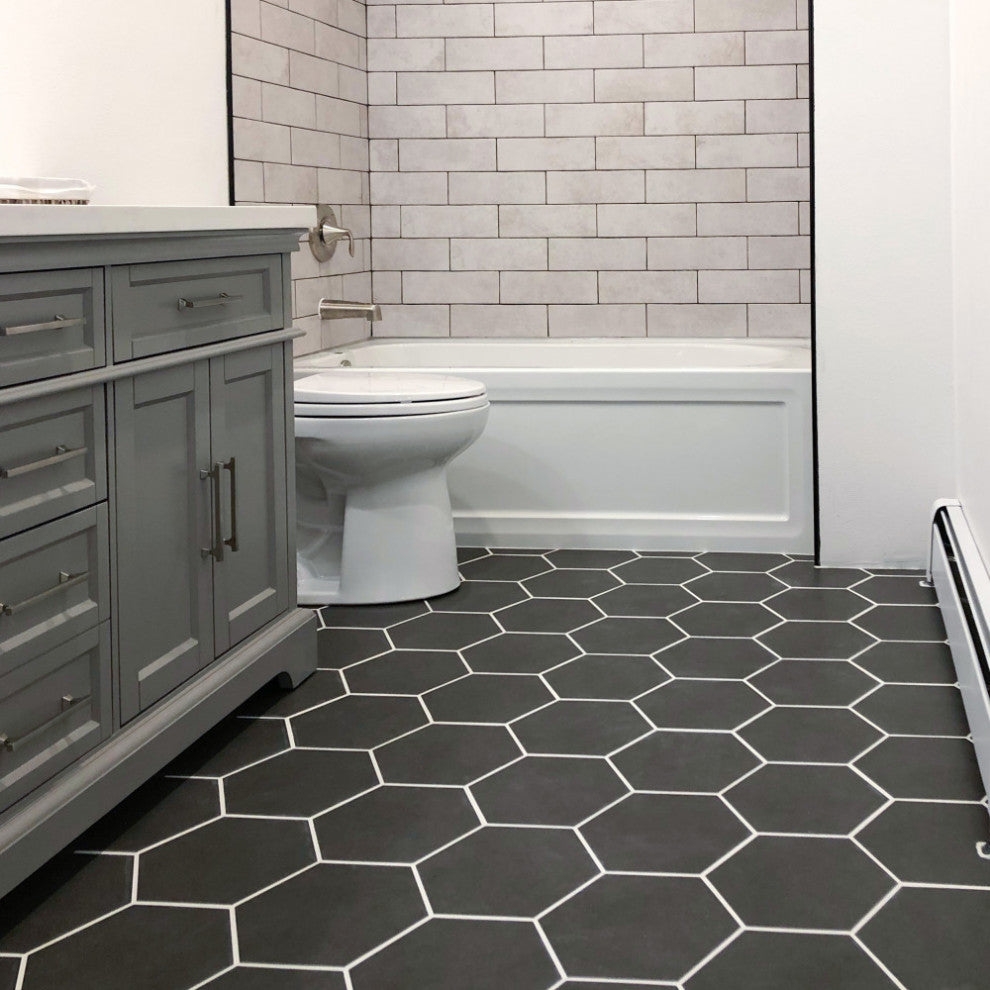Vintage Hex Marengo Porcelain Floor and Wall Tile