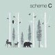 Birch Trees With Animals Wall Decal, Scheme C, 120" Tall Trees