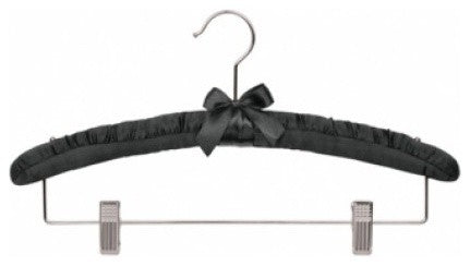 Satin Padded Combo Hanger, Black/Chrome Finish, Box of 12