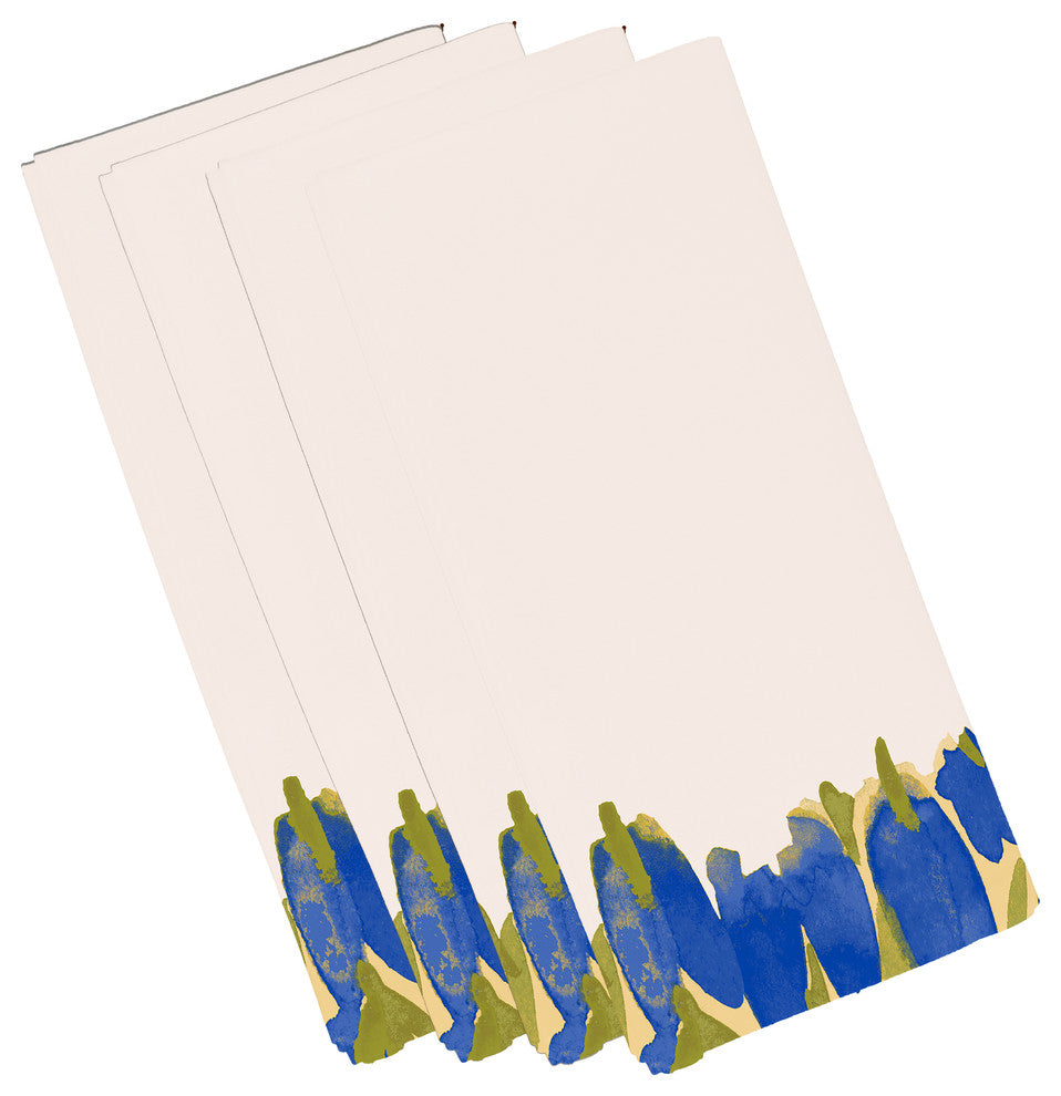 Sunset Tulip Garden Floral Print Napkins, Set of 4, Blue, 19"