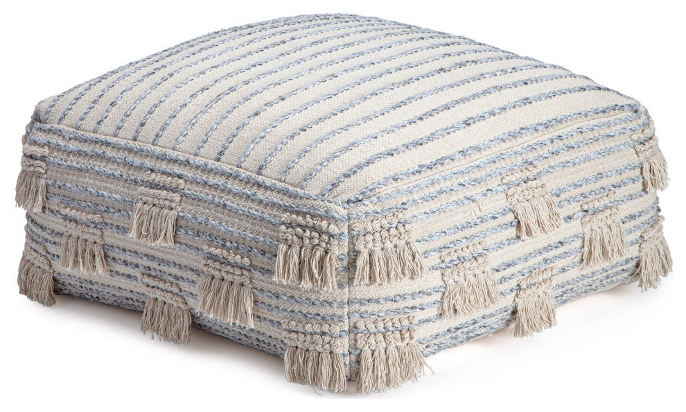 Trestles 34" x 34" x 16" Beige and Gray Ottoman