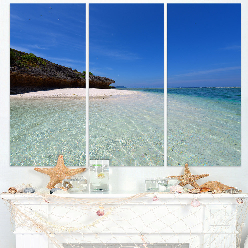 "Gorgeous Blue Beach during summer" Metal Wall Art, 3 Panels, 36"x28"
