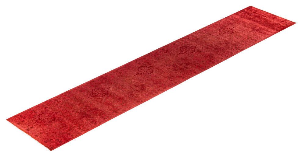 Overdyed One-of-a-Kind Hand-Knotted Area Rug Red, 2' 6" x 13' 9"