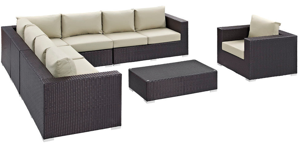 Espresso Beige Convene 7-Piece Outdoor Patio Sectional Set