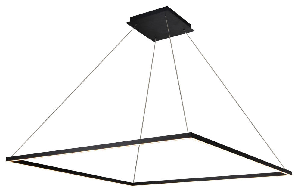 51" Atria LED Square Chandelier, Adjustable Suspension Fixture, Black