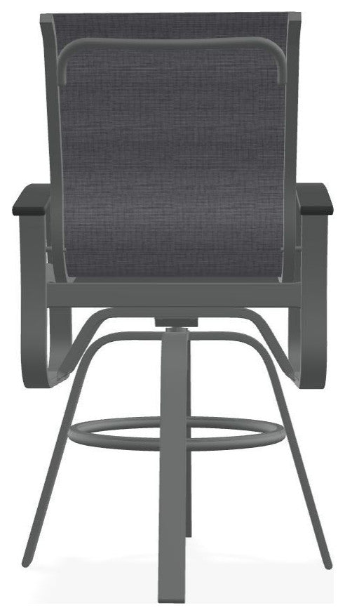 Belle Isle Sling Bar Height Outdoor Swivel Armchair, Augustine Pewter/Graphite