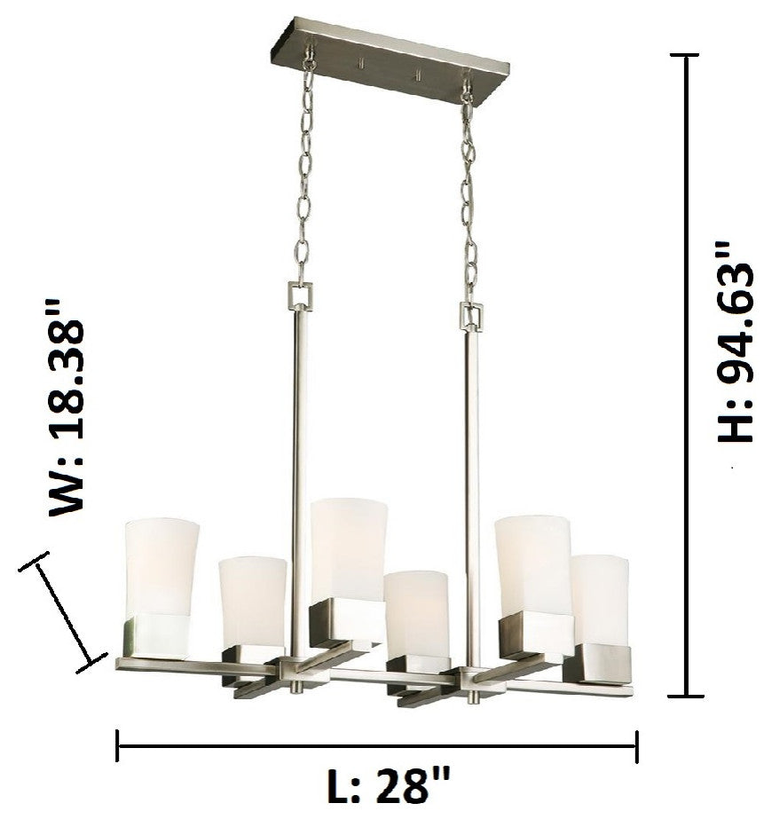 Ciara Springs 6 Light Pendant, Brushed Nickel