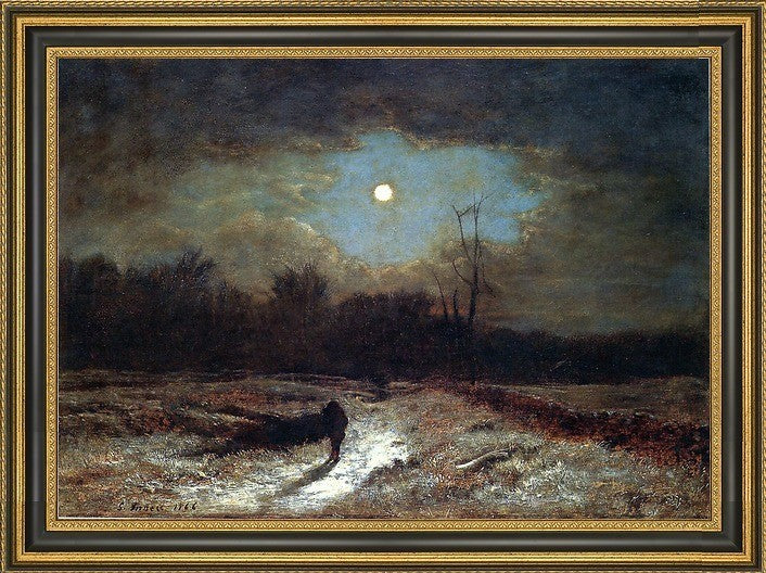 George Inness Christmas Eve Winter MoonlightFramed Premium Canvas Print, 18"x27"