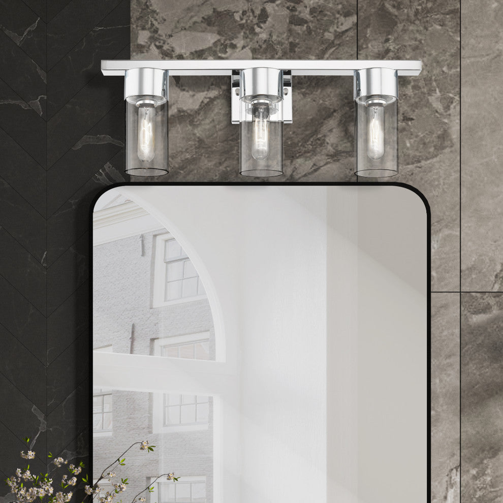 Carson 3 Light Polished Chrome Vanity Sconce