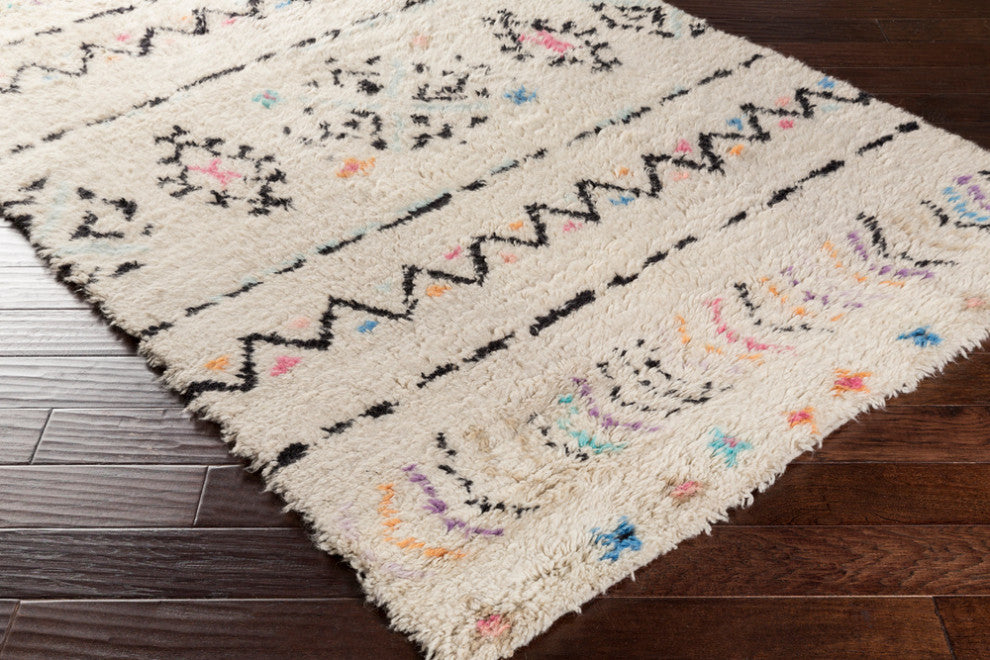 Surya Riad RID-3003 Bohemian Area Rug, Cream, 6' x 9' Rectangle