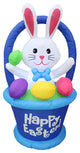 Tall Inflatable Bunny in Basket With Colorful Easter Eggs Decoration, 4'