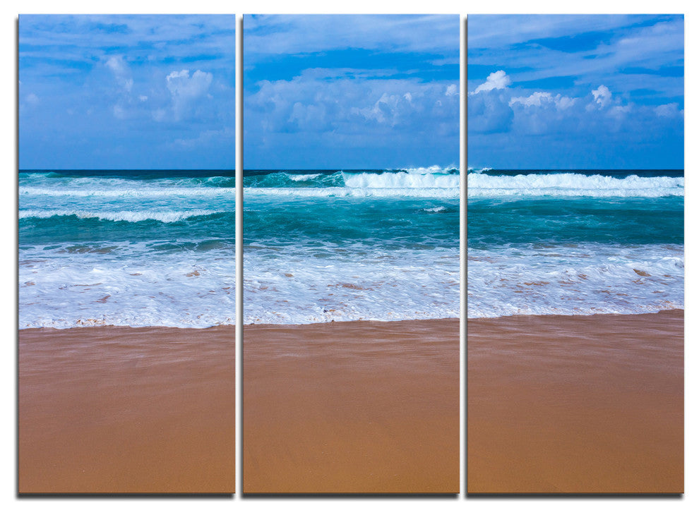"Fascinating Atlantic Beach in Portugal" Metal Wall Art, 3 Panels, 36"x28"