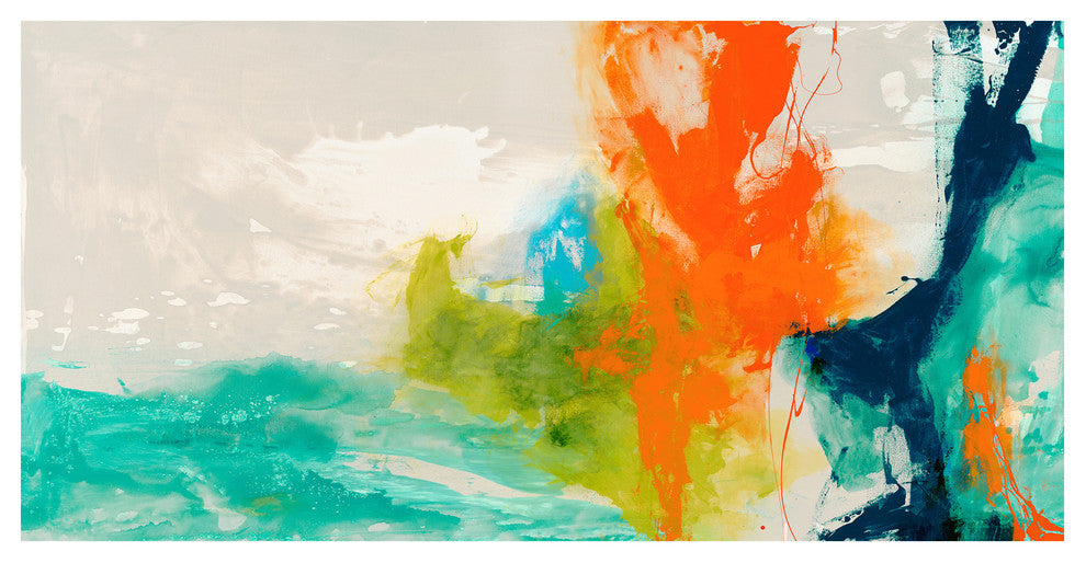 "Tidal Abstract 1" Frameless Free Floating Tempered Glass Wall Art