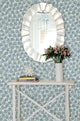 Sketch and Watercolor Floral Wallpaper, Teal and Green, Bolt