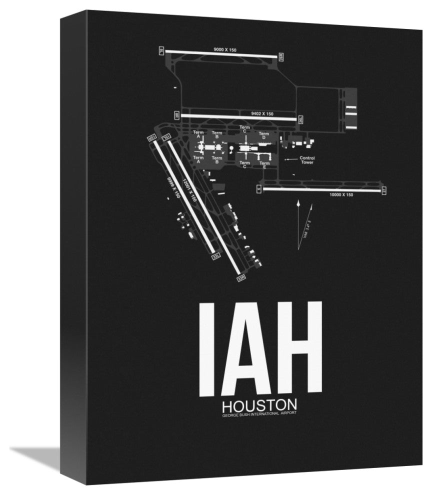 "IAH Houston Airport Black" Fine Art Print