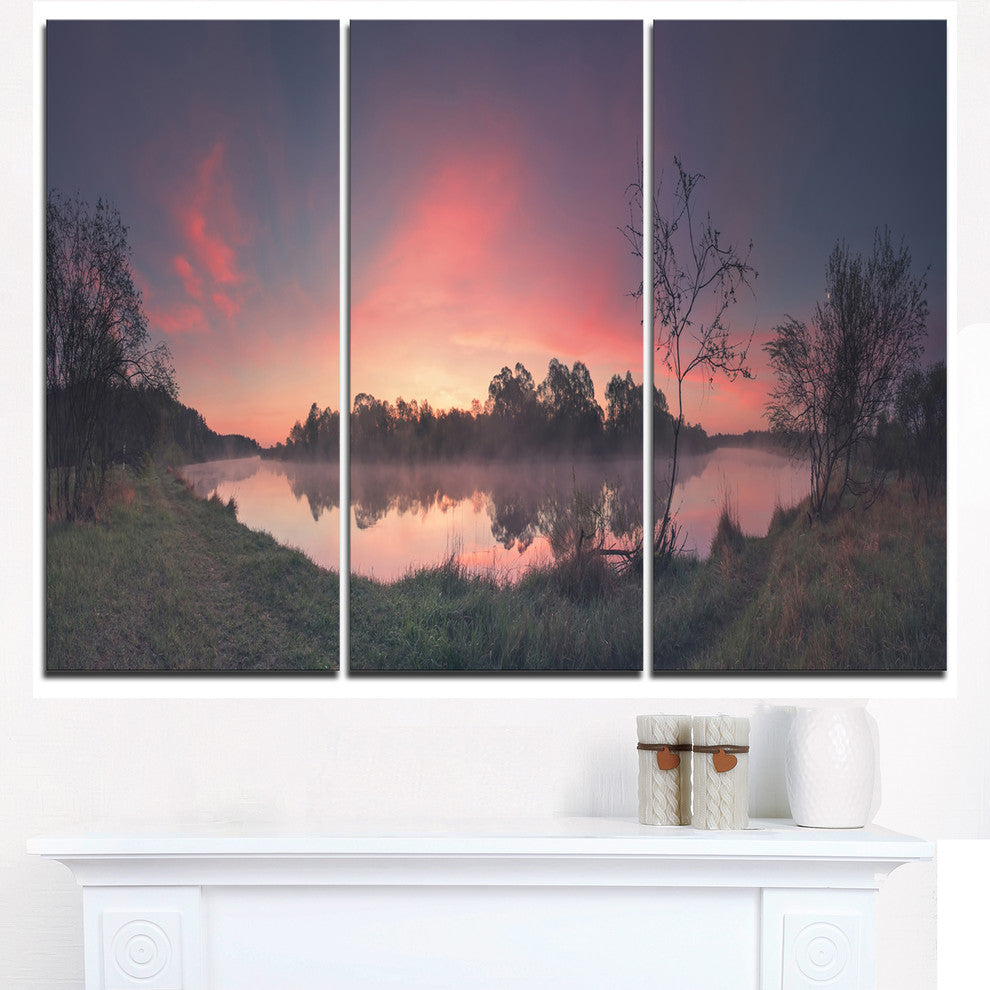 "Purple Tinged Spring Mountains" Metal Wall Art, 3 Panels, 36"x28"