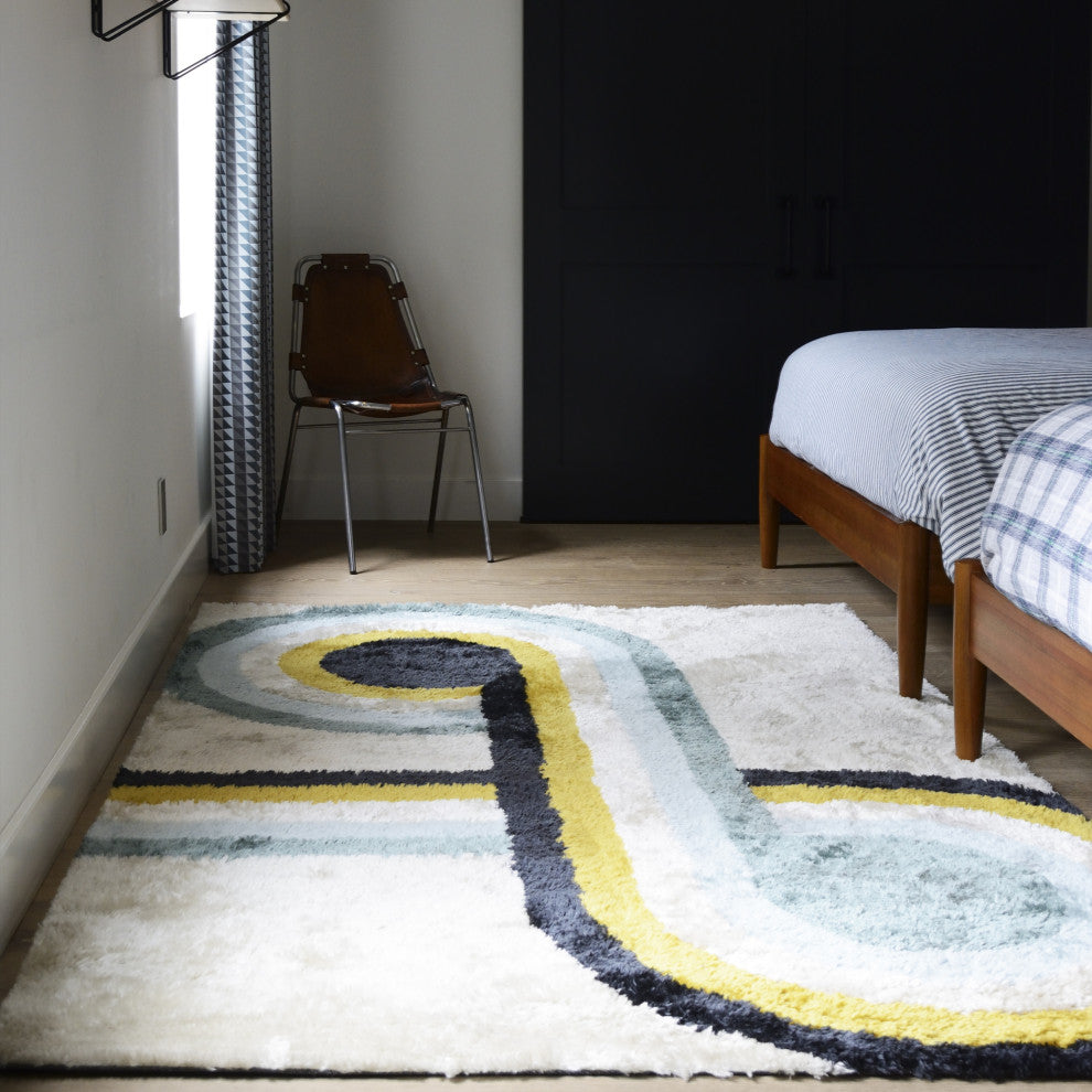 Retro Blue Rug, 2'x3'