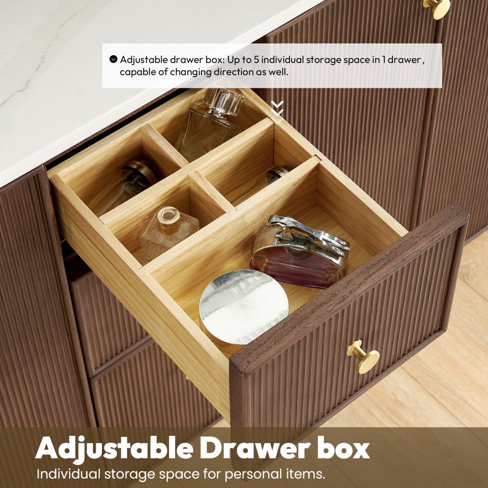 Oza Bath Vanity with Quartz Stone Top, Aged Dark Brown Oak, 36", Single Vanity, No Mirror