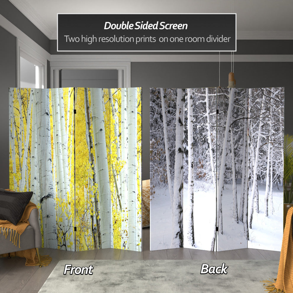 6' Tall Double Sided Birch Trees Room Divider