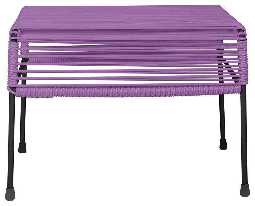 Atom Indoor/Outdoor Handmade Ottoman with Black Frame, Orchid Weave