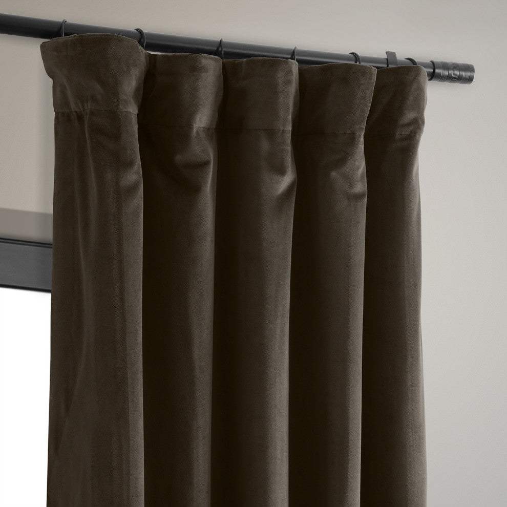 Signature Java Blackout Velvet Curtain Single Panel, 50"x84"
