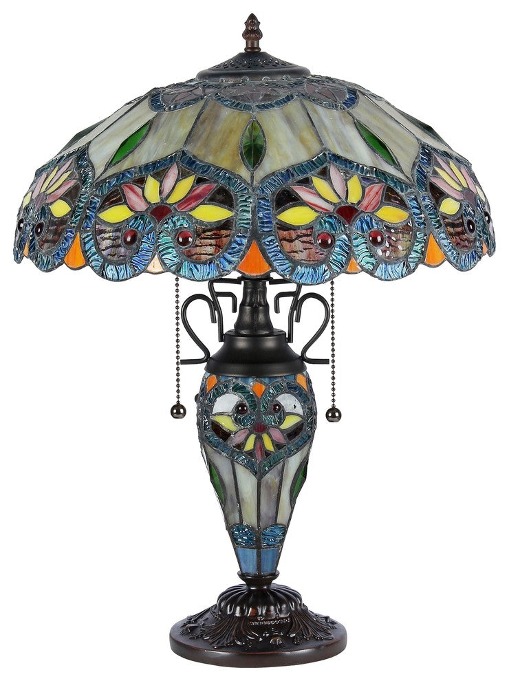 CRYSTORAMA, Tiffany-style 3 Light Victorian Double Lit Table Lamp, 16" Shade