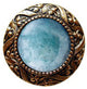 Victorian Jewel Knob Antique Brass, Blue Sodalite Natural Stone, 24k Gold Plate,