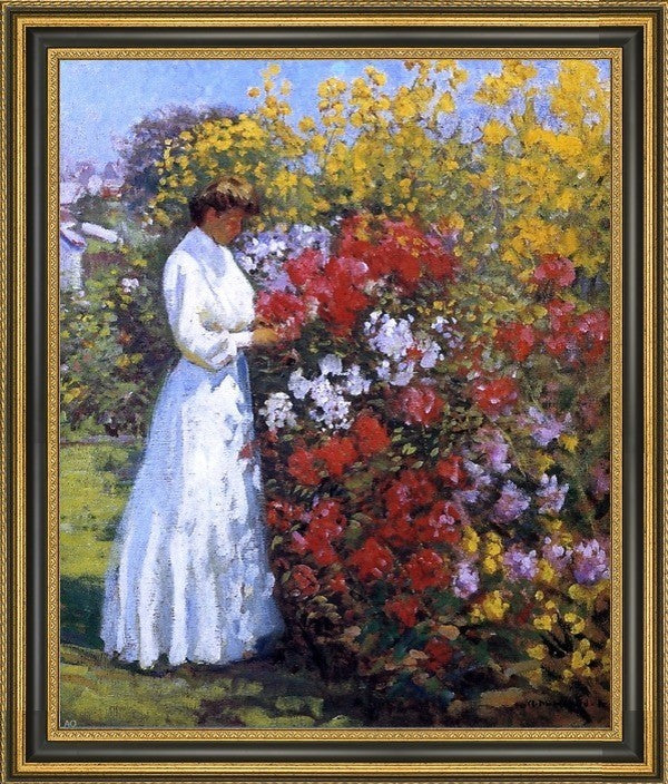 Arthur Merton Hazard Working in the Garden Framed Premium Canvas Print, 16"x20"