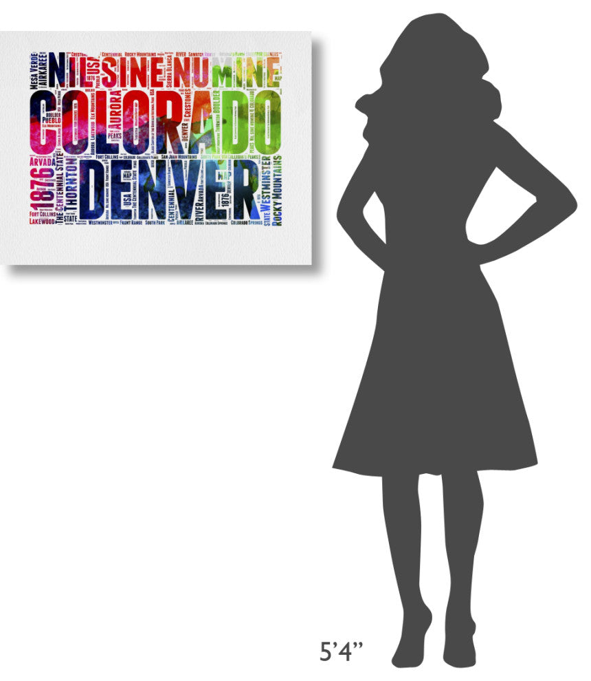 "Denver Watercolor Word Cloud" Fine Art Print