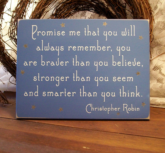 Promise Me That You Will Always Remember Wooden Sign, Light Blue, 9x12x.5