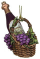 4.5" Tuscan Winery Glass Wine Bottle in Basket Christmas Ornament, Purple
