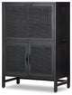 Caprice Bar Cabinet Black Natural Cane, Black Wash Mango, Gunmetal