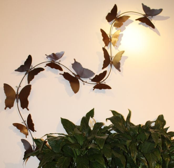 51" Butterfly Swirl Wall Art, Metal Sculpture Plaque