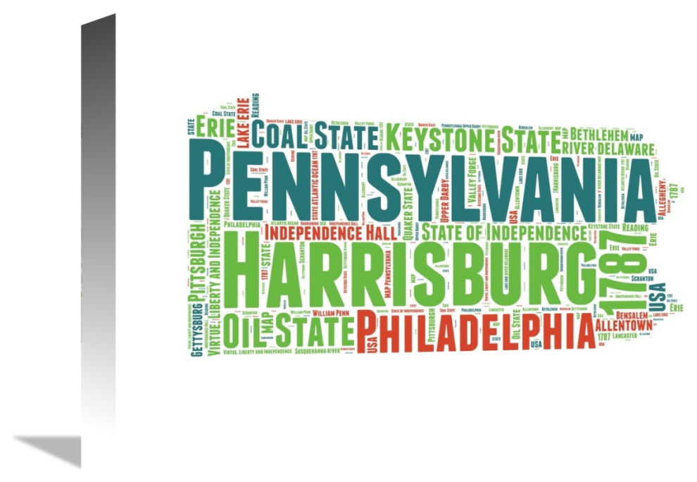 "Pennsylvania Word Cloud Map" Fine Art Print