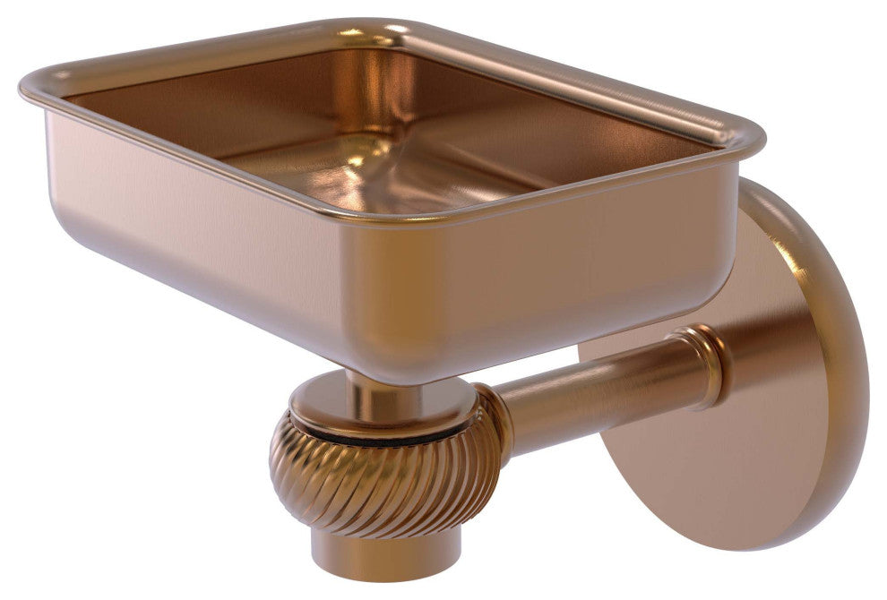 Satellite Orbit One Wall Mount Soap Dish With Twist Accents, Brushed Bronze