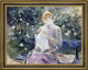 Berthe Morisot Pasie Sewing in the Garden Framed Premium Canvas Print, 18"x24"