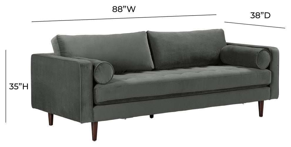 Cave Ash Gray Velvet Sofa