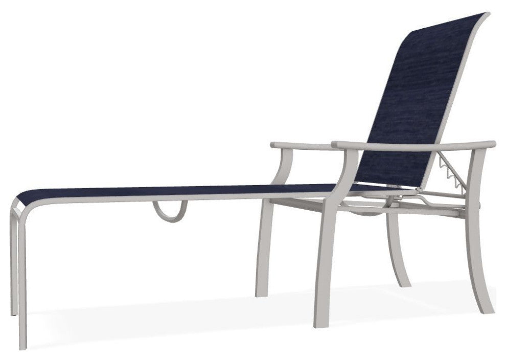 St. Catherine Sling 4-Position Outdoor Chaise Lounge, Collect Indigo/Warm Gray